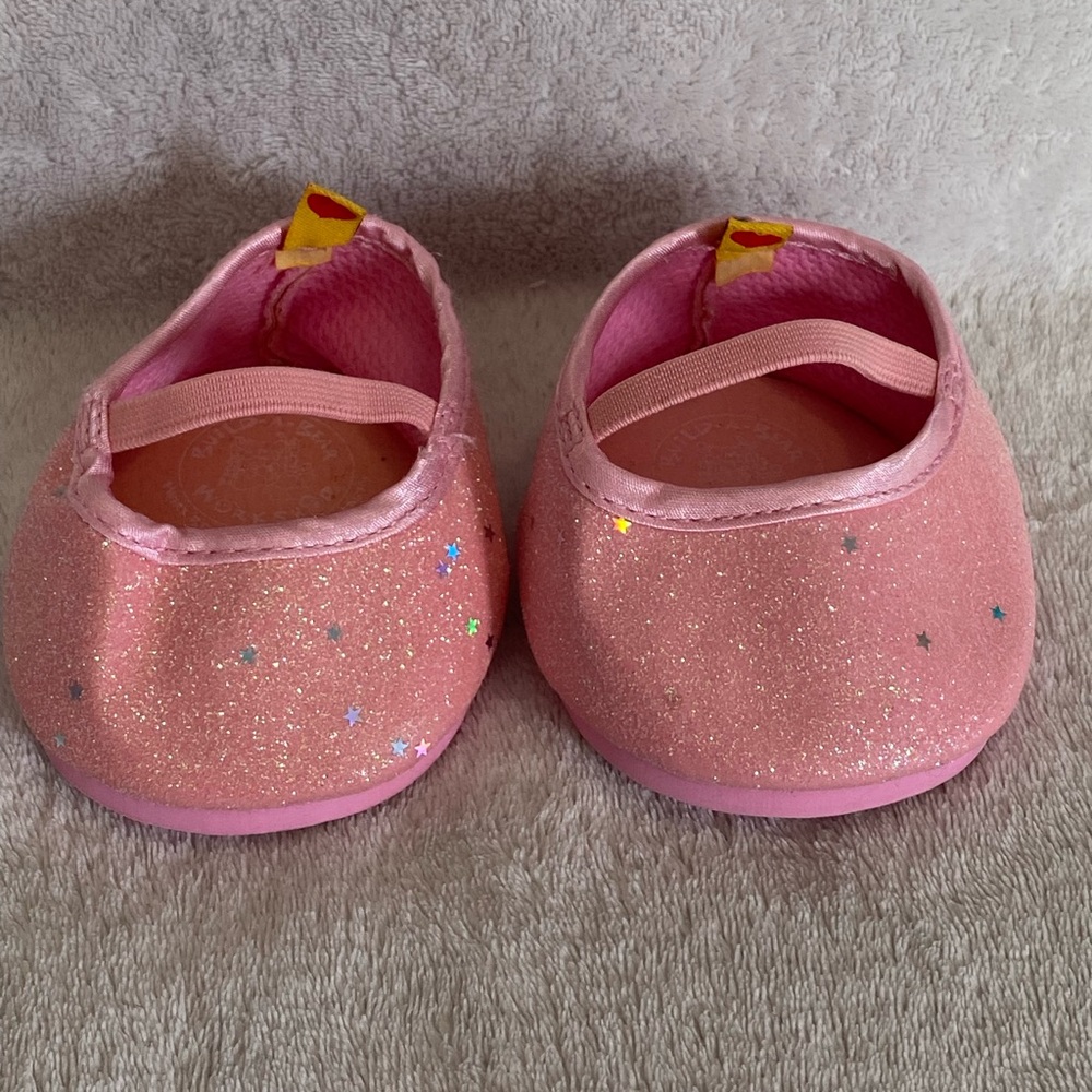Build A Bear Sparkly Glittery Stars Pink Ballet  Shoes